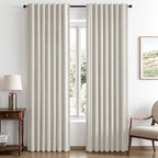 MIULEE 100% Blackout Linen Curtains 42 x 72 Inch Cream White 2 Panels | Thermal by MIULEE