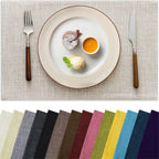 Placemats Set of 8, Bilayer Thickened Linen Place Mats Heat Resistant Machine Washable Wrinkle Free Carefully Selected Polyester Mats for Kitchen/Dining/Coffee Table (Cream Beige)