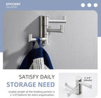 Angle Simple Swivel Towel Hook 3 Arms, SUS 304 Stainless Steel Foldable Robe Towel Hook for Bathroom, Wall Coat Holder, Brushed Nickel