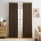 Brown Pinch Pleated 60 Inch Wide Curtains 60 x 102, Thermal Insulated Noise by KEQIAOSUOCAI