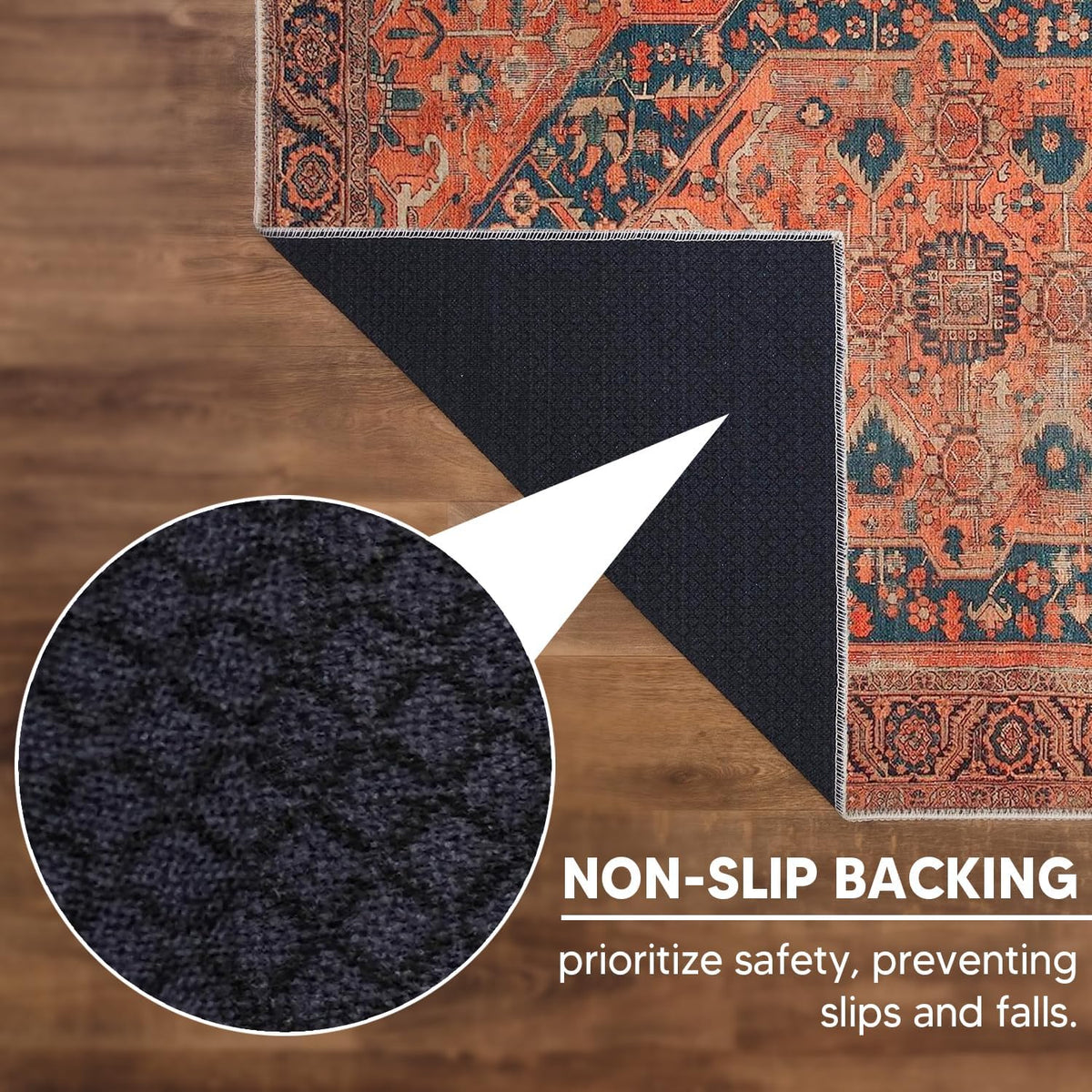 Keen Home Design 2x7 Rug - Machine Washable Runner Rug with Non-Slip Backing, Ideal for Hallway, Entryway, Kitchen, Laundry Room - Vintage, Easy Clean, Durable, Low Pile Rug - (2'6" x 7')