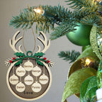 2025 Personalized Christmas Ornaments Family of 2/3/4/5/6/7/8,Custom Reindeer Christmas Wooden Ornaments Deorations with Names,Customized Xmas Ornament Tree Deorations,Personalized Xmas Gifts