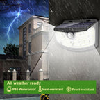 Aootek New Solar Motion Sensor Lights 120 LEDs with Light Reflector,270° Wide Angle, IP65 Waterproof, Step Lights for Front Door, Yard, Garage, Deck (Front Button 8-Pack)