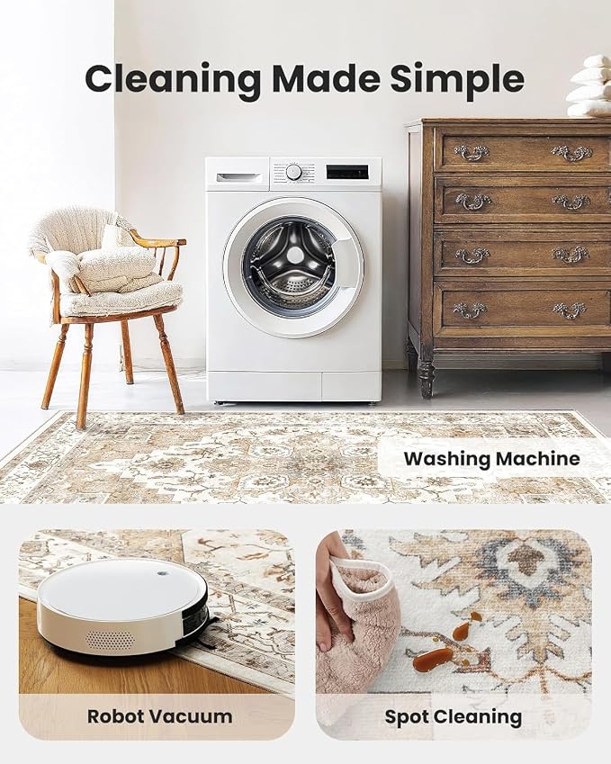 AMADA HOMEFURNISHING 3x5 Washable Area Rug, Low-Profile Entryway Rug - Image 4