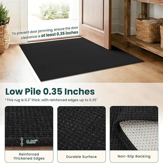 KOZYFLY Black 2x7 Washable Kitchen Runner Rug, Non Slip Runners - Image 4