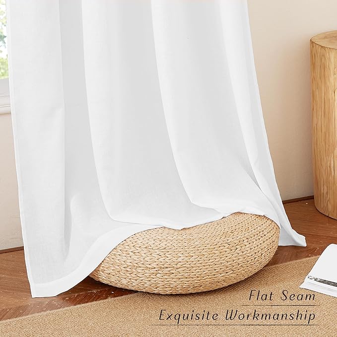 NICETOWN White Linen Curtains 102 inches Long - Image 6