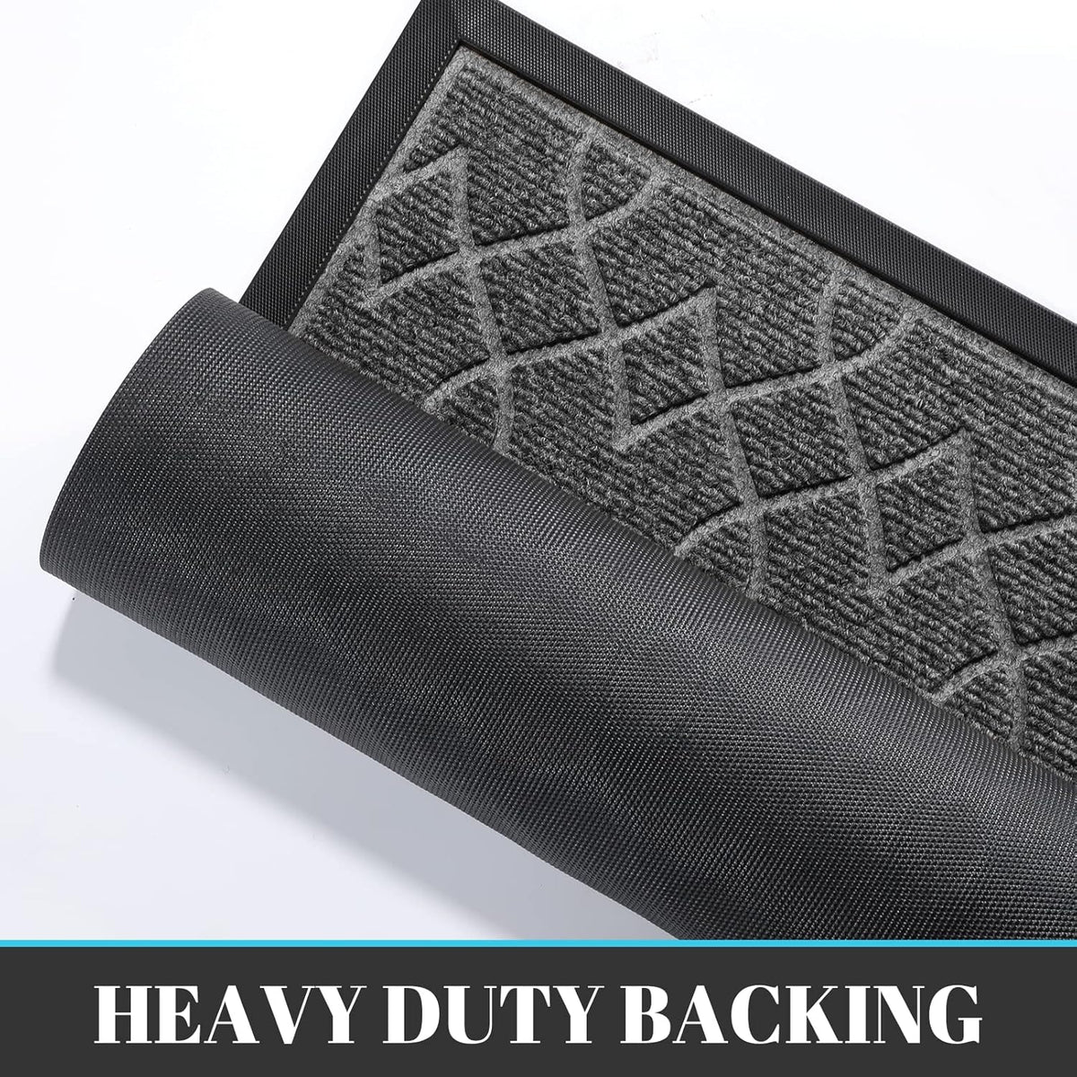 Yimobra Front Door Mat Outdoor Indoor 36x24, All-Season, All-Weather, Heavy Duty Welcome Door Mats Outside Entrance, Non Slip Porch Patio Entrance Mat, Black Gray