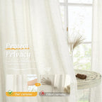 Light Filtering Cream Linen Blended Curtains 63 Inch - Image 5