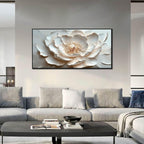 Flower Art Wall Decor for Living Room - White Canvas Wall Art for Office - Large Black Framed Wall Art for Bedroom Size 29" x 59"