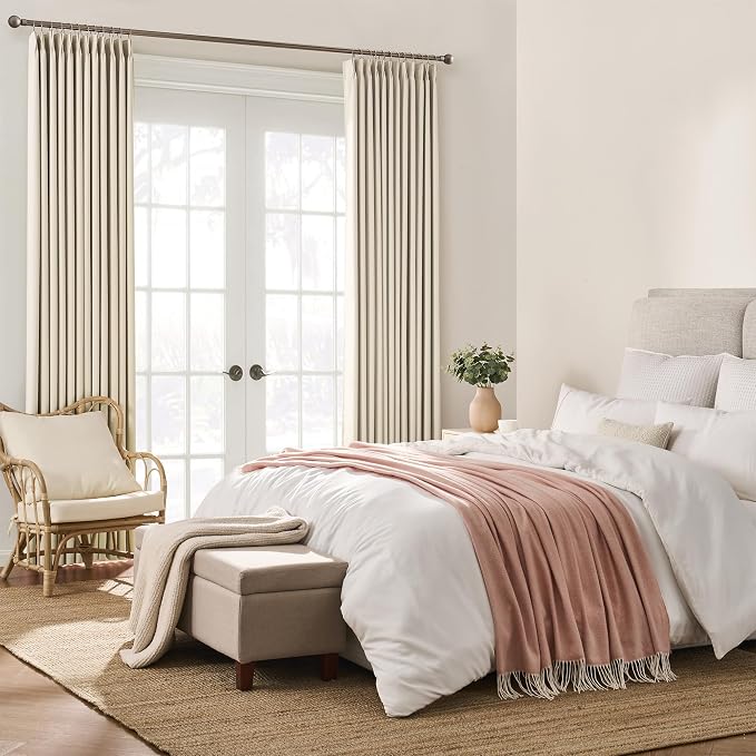 Cream Beige Blackout Curtains 105 Inches Long, Privacy Window Drapes - Image 4