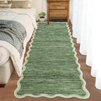 GarveeHome Scalloped Washable Runner Rug 2x6 Runner Abstract Modern Green | by GarveeHome