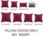 Fancy Homi 2 Packs Burgundy Euro Decorative Throw Pillow Covers 28x28 Inch for Bed, Rustic Farmhouse Boho Home Decor, Soft Corss Corduroy Patchwork Textured Square Cushion Case 71x71 cm