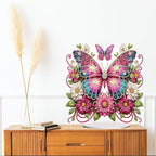 Diamond Painting Kits for Adults Beginners, 5D Full Drill Flowers and Butterfly Crystal Art Desktop Ornament, DIY Single Sided Home Office Desk Decor, Creative Craft Gift Set with Tools