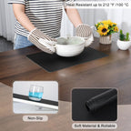 Myir JUN Placemats Dual Sided, Faux Leather Place Mats Set of 8 Indoor Placemats for Dining Table Non-Slip Washable Placemats Heat Resistant Outdoor Table Mats (Set of 8, Black)