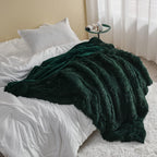 GONAAP Fuzzy Faux Fur Throw Blanket Queen Size Forest Green Super Soft Cozy Plush Fuzzy Shaggy Blanket for Couch Sofa Bed (Forest Green, Queen(90"x90"))