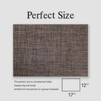 Placemats Set of 4 - Easy Clean Woven Vinyl Placemats for Dining Table, Indoor/Outdoor Place Mats, Washable PVC Table Mats（Black/Brown）