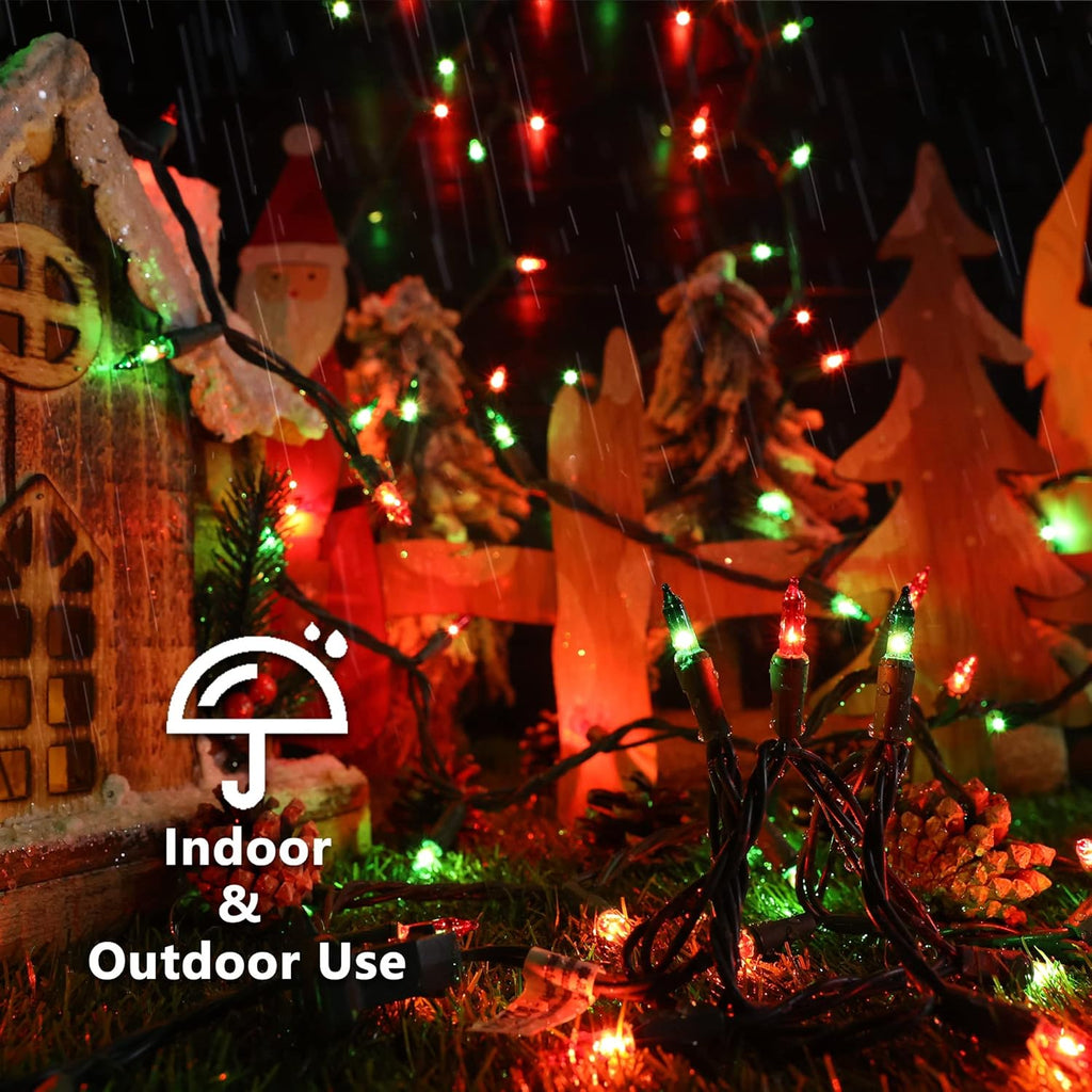 BrizLabs Red & Green Christmas Lights, 300 Counts 69.6ft Mini String Lights Connectable, UL Certified Incandescent Christmas String Lights Plug-in Tree Lights for Indoor Outdoor Xmas Home Decor