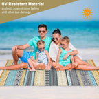 GAOMON Reversible Outdoor Rug 9'x18' Waterproof Plastic Straw Rug, Patio Rug, Large Modern Area Rug Carpet, Indoor Outdoor Rugs for Camping, Porch, Deck, Balcony, Backyard, Teal/Yellow(Bohemia)
