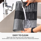 LEXMORE Placemats Set of 6 Vinyl/Plastic Woven Place Mats for Kitchen Table Indoor/Outdoor Washable Placemat Wipeable Dining Table Mats(Silver Gray Black)