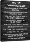Inspirational Canvas Wall Art Office Print Christian Religion Pictures Motivational Picture The Ten Commandments Poster Painting Modern Inspiring Artwork School Living Room Wall Decor [18''Wx 24''H]