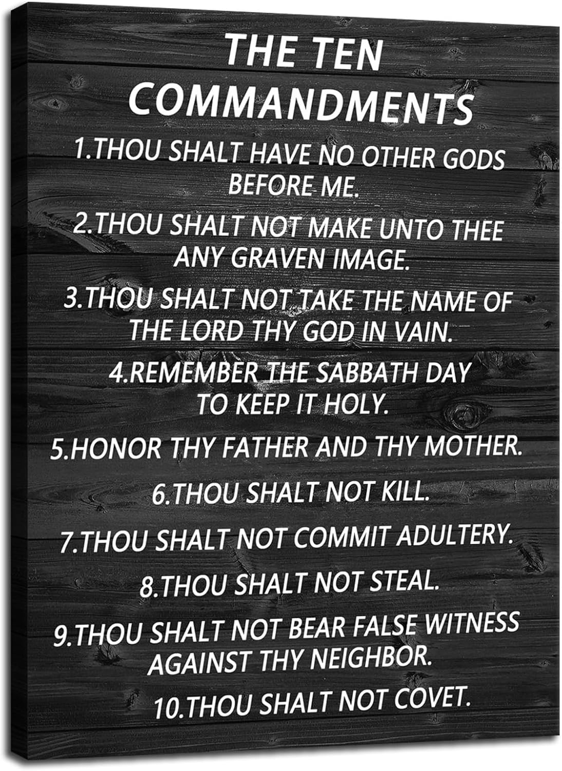 Inspirational Canvas Wall Art Office Print Christian Religion Pictures Motivational Picture The Ten Commandments Poster Painting Modern Inspiring Artwork School Living Room Wall Decor [18''Wx 24''H]