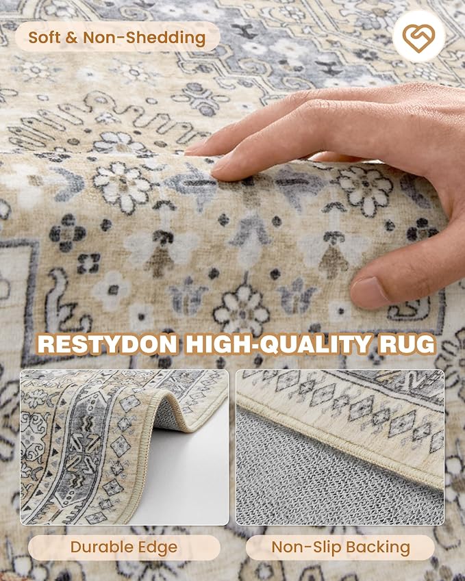 Runner Rug 2x10, Vintage Washable Rugs - Image 7