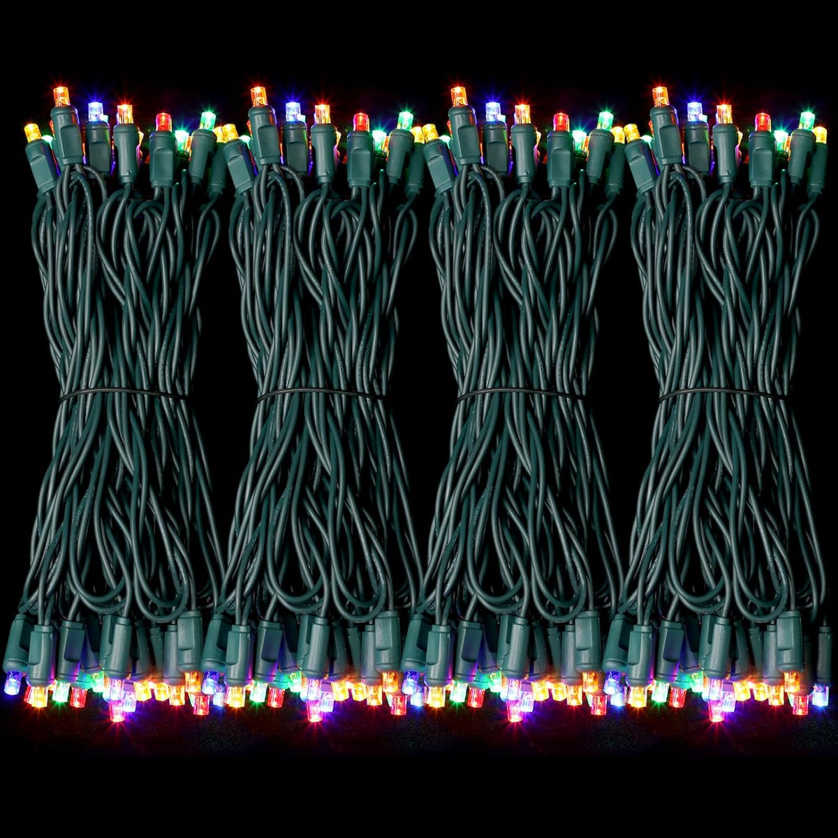 1200LED (24pk of 50L) String Lights, LED Christmas Lights, 6" SPACING,Green Wire, Multicolour
