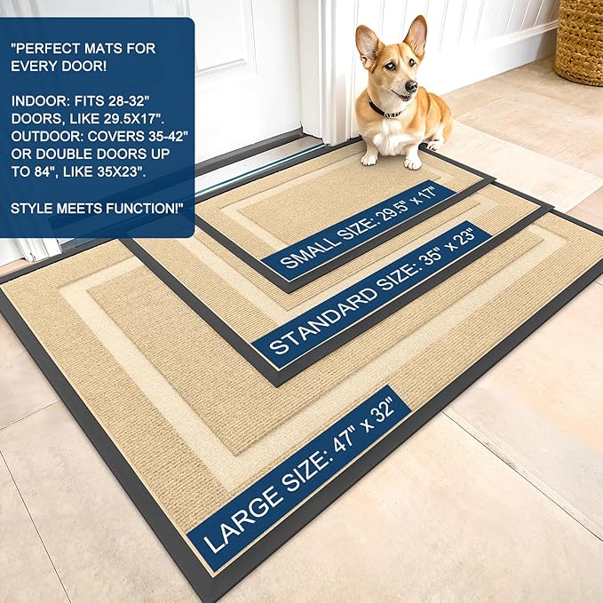 OLANLY Front Door Mat Outside 71x34, All-Season Heavy-Duty Rubber Doormat | - Image 2