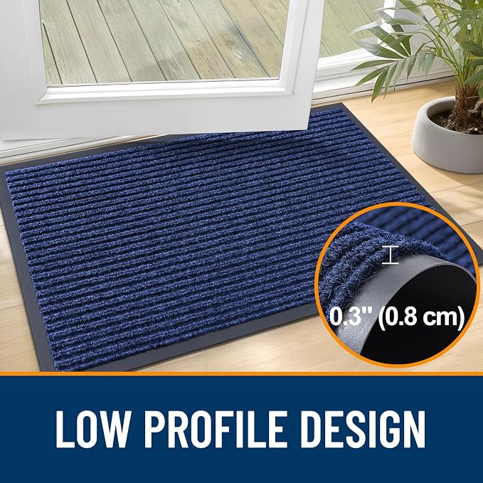 OLANLY 2-Pack Front Door Mats 33x21, Waterproof Heavy-Duty Doormats | Blue - Image 4