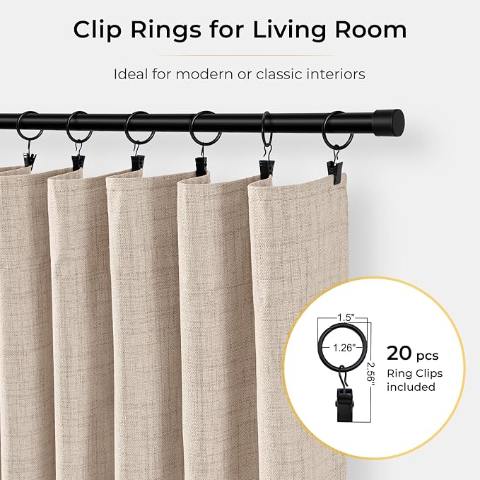 100% Blackout Curtains for Bedroom Oatmeal Linen Look Curtains 84 Inch Long | - Image 3