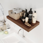 12 Inch Deep Floating Shelves, 24 x 12 Floating Shelf for Books, Rustic Wood Deep Wall Shelves for Home Storage & Display, 2" Thicked Shelves for Kitchen, Living Room, Bedroom, Walnut Color, 1 Pack