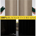 NICETOWN Burlap Vintage Open Linen Weave Flax Thermal Curtains, 100% Blackout - Image 4
