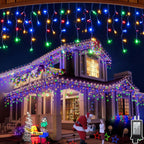 66FT 666 LED Outdoor Christmas Lights - 148 Ice Drops, 12 Pro Modes with Timer Memory & Brightness, Waterproof Hanging Ice String Light for Holiday Wedding Garden Fence House Decor (Multicolor)