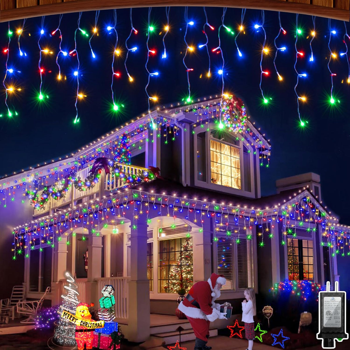 66FT 666 LED Outdoor Christmas Lights - 148 Ice Drops, 12 Pro Modes with Timer Memory & Brightness, Waterproof Hanging Ice String Light for Holiday Wedding Garden Fence House Decor (Multicolor)
