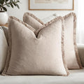 MIULEE Boho Natural Linen Fringe Decorative Euro Throw Pillow Covers 28x28 | by MIULEE