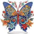 Diamond Painting Kits for Adults Beginners, 5D Full Drill Flowers and Butterfly Crystal Art Desktop Ornament, DIY Single Sided Home Office Desk Decor, Creative Craft Gift Set with Tools