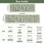 Yamaziot 2x8 Washable Hallway Runner Rug Non Slip Floral Carpet, Sage Green | - Image 2