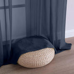 Extra Long Navy Blue Sheer Curtains 96 Inches Long 2 Panels Set, Soft - Image 8