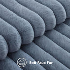decorUhome Fall Faux Fur Throw Pillow Covers 22x22 Set of 2 Grey Blue | - Image 2