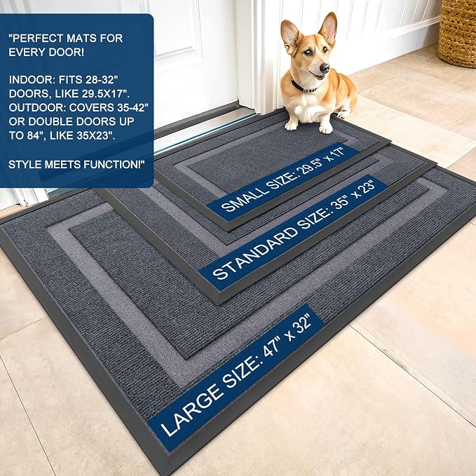 OLANLY Front Door Mat Outside 71x23, All-Season Heavy-Duty Rubber Doormat | - Image 2