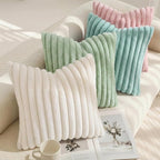 decorUhome Fall Faux Fur Throw Pillow Covers 16x16 Set of 2 Pink | Decorative - Image 7