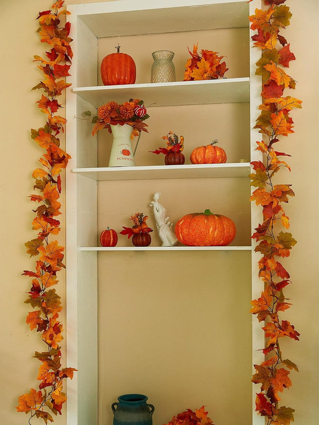 Anna's Whimsy 3 Pcs 21FT【Upgrade Length】 Thanks Garlands, Artificial Maple Garland, Hanging Vine Garland Artificial Autumn Vines for Home Wedding Fireplace Party Thanksgiving Decor