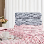 Exclusivo Mezcla Soft Waffle Fleece Bed Blanket Queen Size, Heather Pink | - Image 8