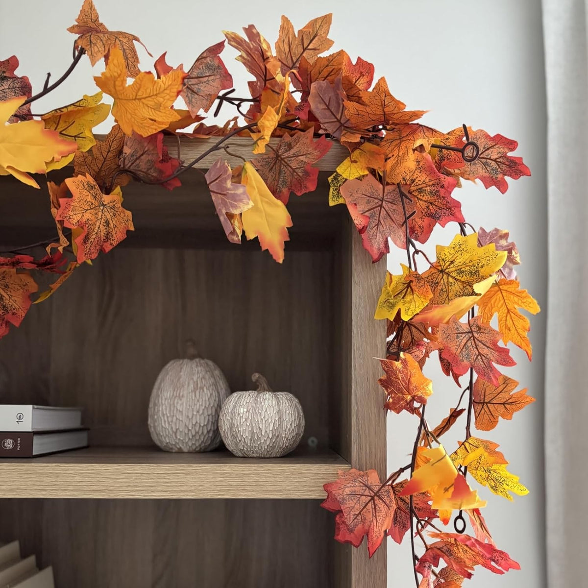 CQURE 40 Pack Fall Leaf Garland, Total 236Ft Artificial Fall Vines Autumn Garland Fall Maple Leaves Thanksgiving Decor for Home Wedding Fireplace Party