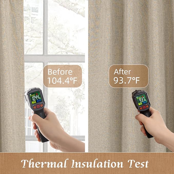 45 Inch Natural 100% Blackout Linen Curtains - Image 4