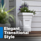 Step2 Atherton Square Planter, Large Planters for Outdoor Plants, Gardening and Flower Pot for Patio or Porch, Efficient Drainage, Durable Plastic, Classic White