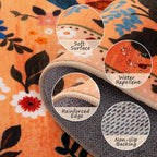RELEANY Floral Washable 9x12 Area Rugs Yellow/Orange/Red | Flower Carpet Print - Image 3