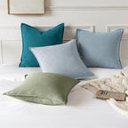 MIULEE Decorative Linen Euro Sham Pillow Covers 24x24 Sage Green | Boho - Image 5