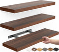 BAYKA Floating Shelves for Wall, Wall Mounted Rustic Wood Shelves for Bathroom, Bedroom, Living Room, Kitchen,Small Hanging Shelf for Books/Storage/Room Decor (Walnut-Like, Set of 3, 15.7in)
