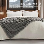 EVERGRACE Ultra Soft Luxury Fluffy Ridgeline Faux Rabbit Fur Throw Blanket, Thick Warm Bubble Throw for Bed, Cozy Plush Reversible Blankets for Couch, Chair, Sofa, Grey, 50x60 Inches, 870 GSM